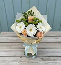 Букет цветов из:  Герберы, Розы и Хризантемы в Оловянной