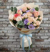 Букет цветов из:  Розы, Лизиантусы и Гвоздики в Оловянной